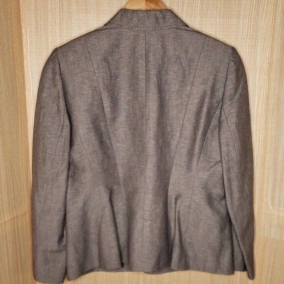 Tahari Petite Linen Blend Gray Menswear Inspired Blazer Small Petite - Picture 2 of 6
